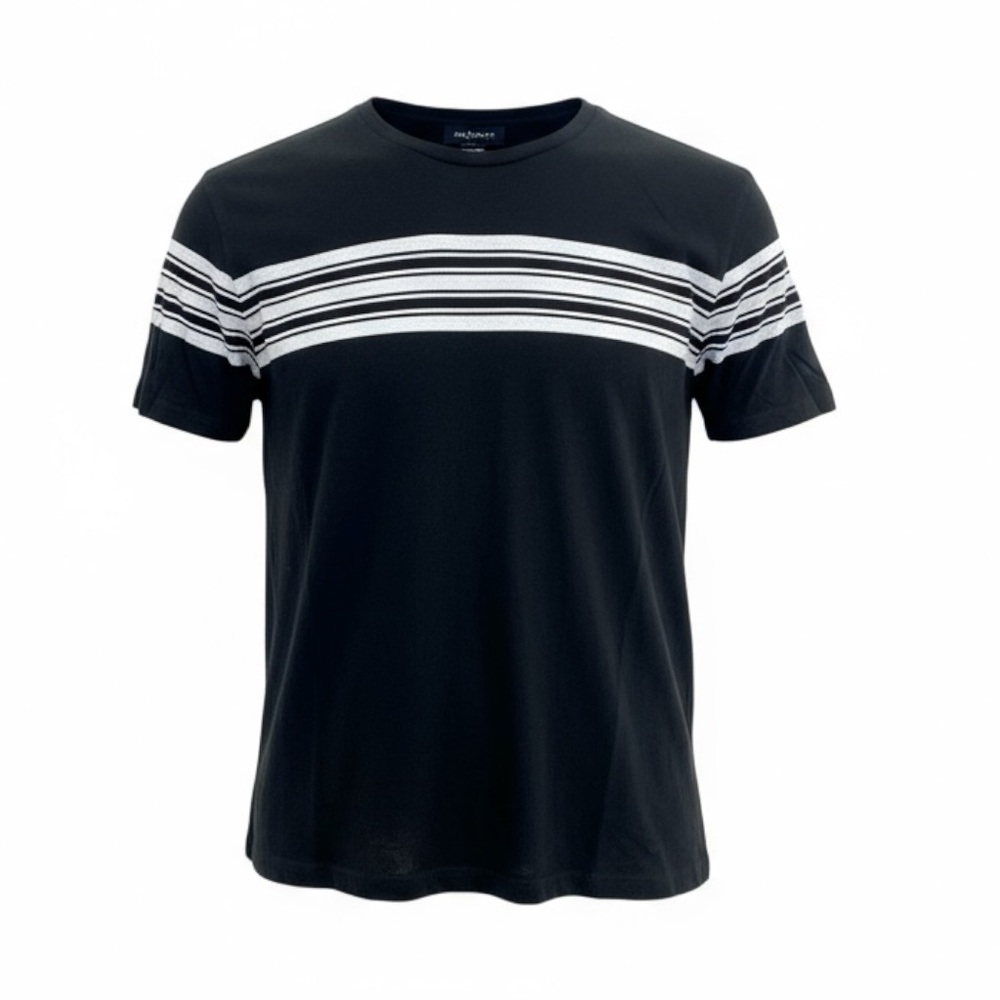 -⚫ AllSaints Men’s Striped Graphic Tee 👕 Size Medium | Distressed Cool
